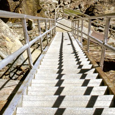 Looking down the middle stairway, into North Yuba canyon.