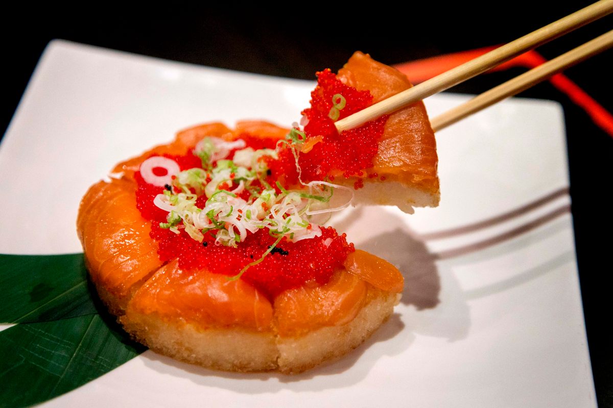 Sushi pizza from Nami Restaurant in Toronto.