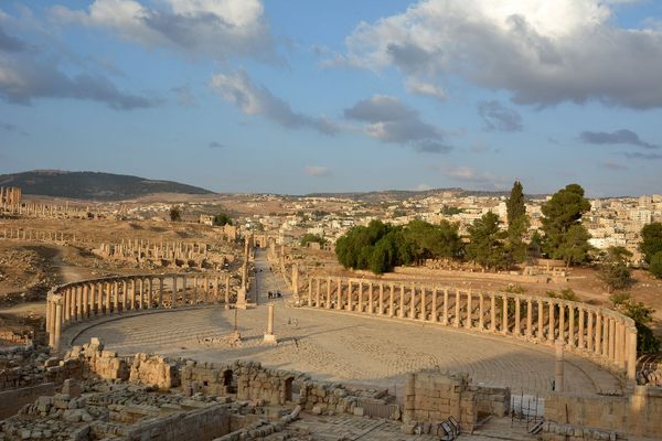 The Oval Forum in Jerash, and the Cardo Maximus
