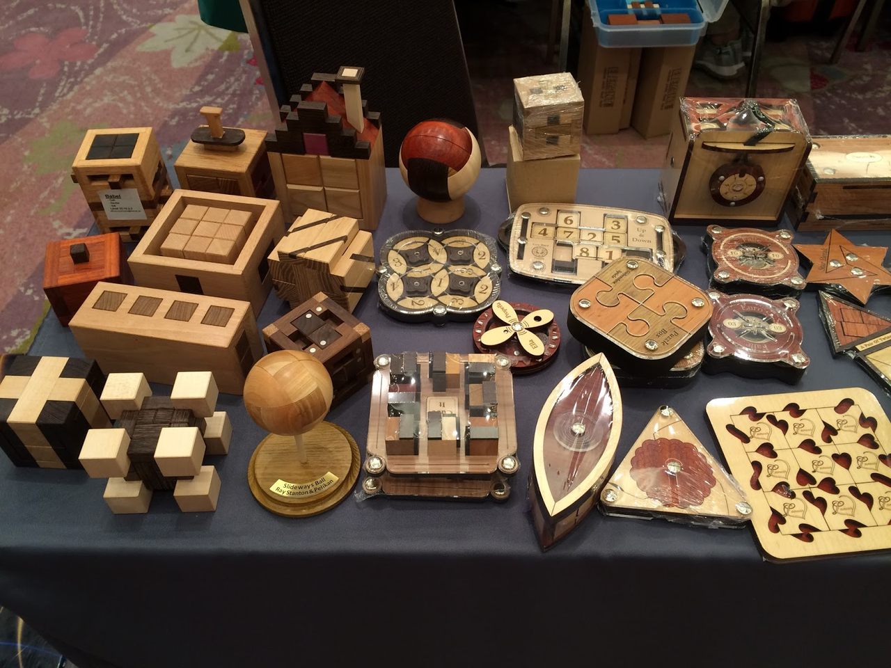 A typical table from the International Puzzle Party 2016.