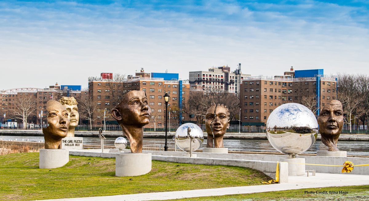 Visitors may catch a glimpse of themselves in the installation's mirrored spheres.