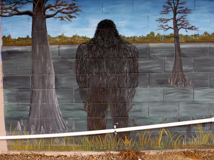 A Boggy Creek monster mural.
