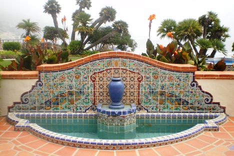 "Peacock" fountain at Adamson House. 