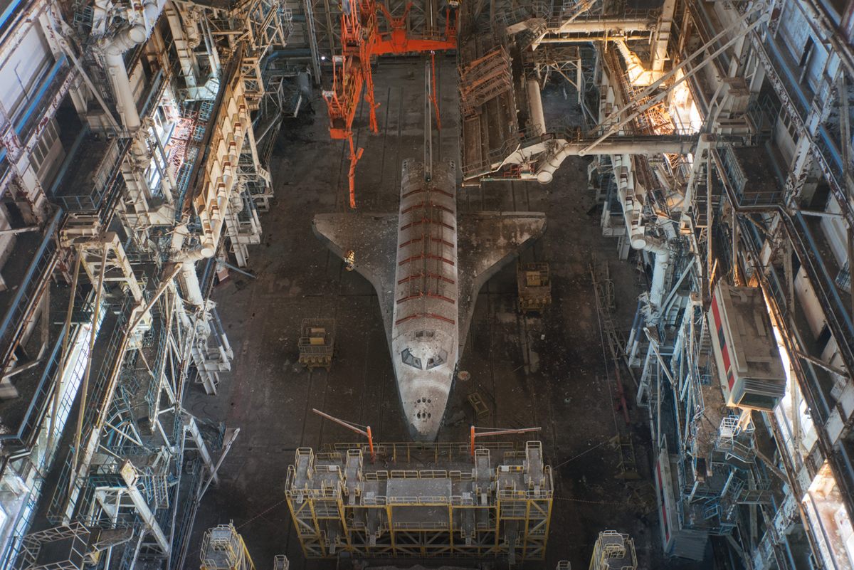 Buran space shuttle, Baikonur Cosmodrome, Kazakhstan.