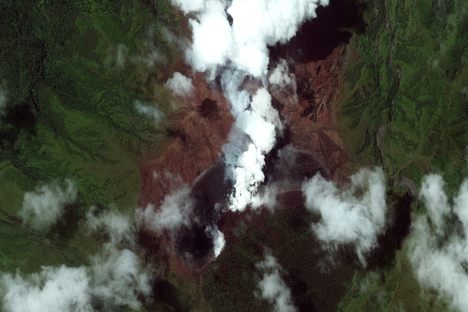 The La Soufrière eruption captured by a satellite. 