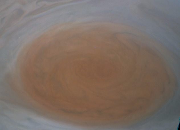 Raw image of the Great Red Spot on Jupiter.