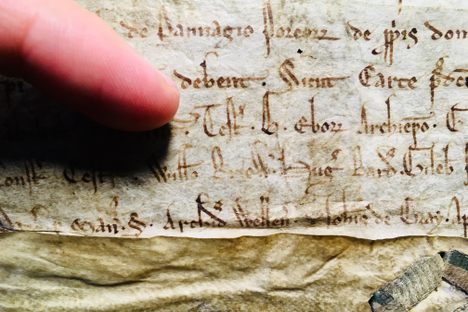 The telltale "court hand" that indicates the official nature of the document. 