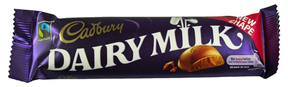 A Cadbury Dairy Milk bar, now with rounded edges.