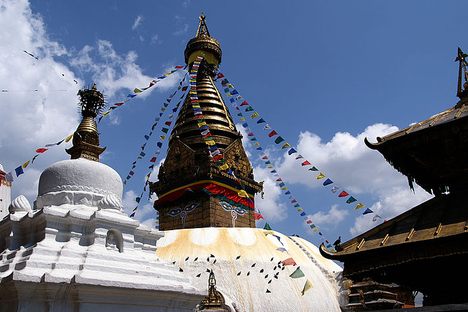 Swayambhunath's colorful stupa. (Wikimedia Commons)