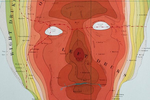 Detail of <em>Druksland</em>, Michael Druks cartographic self-portrait.
