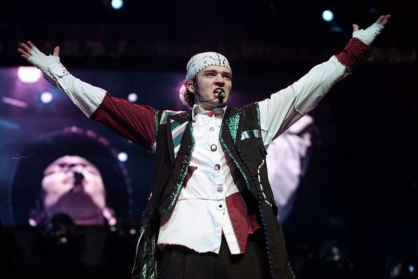 Justin Timberlake performs with N'Sync in 2000.