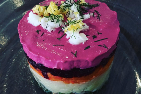 A layer-by-layer look at the colorful salad.