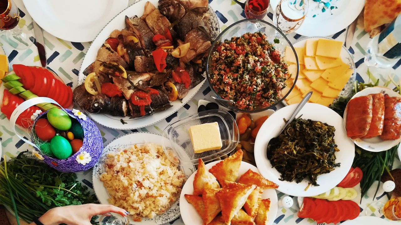 A Greek Easter meal.