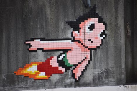 The Astro Boy mosaic by Invader.