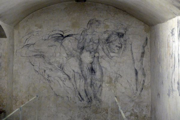 Michaelangelo's sketch in the Medici chapel in the Basilica di San Lorenzo