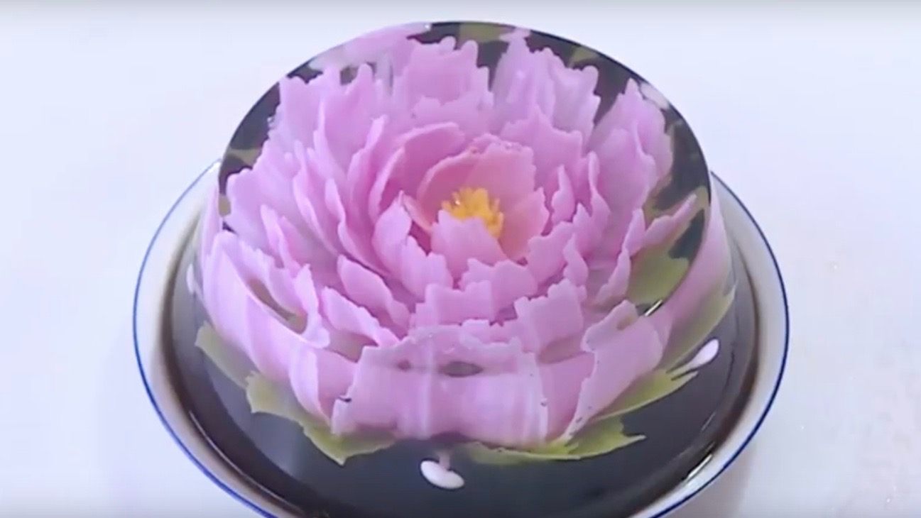 This perfect flower was injected right into the jelly.