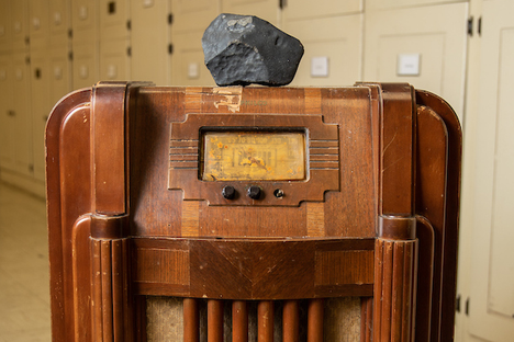 The meteorite sitting on top of the console radio from the Hedges home.