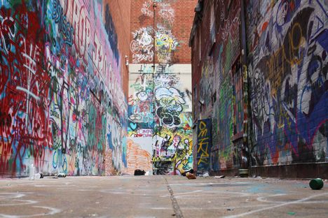 Graffiti Ally seen from the 517 E. Liberty St entrance.