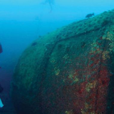 An exposed boiler of the San Pablo.