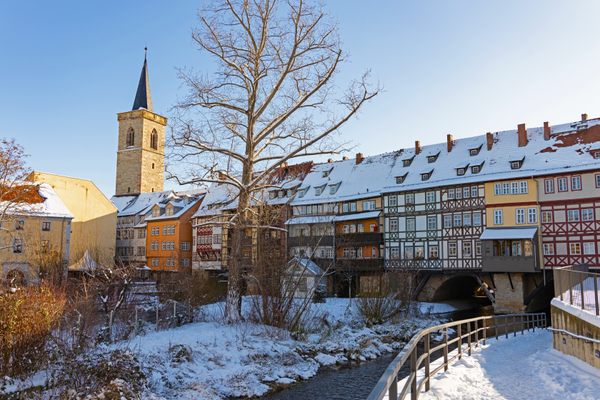The 62 narrow houses atop Krämerbrücke make it the longest-inhabited bridge in the world.