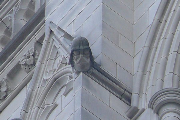 Darth Vader grotesque on the northwest tower of the Washington National Cathedral.