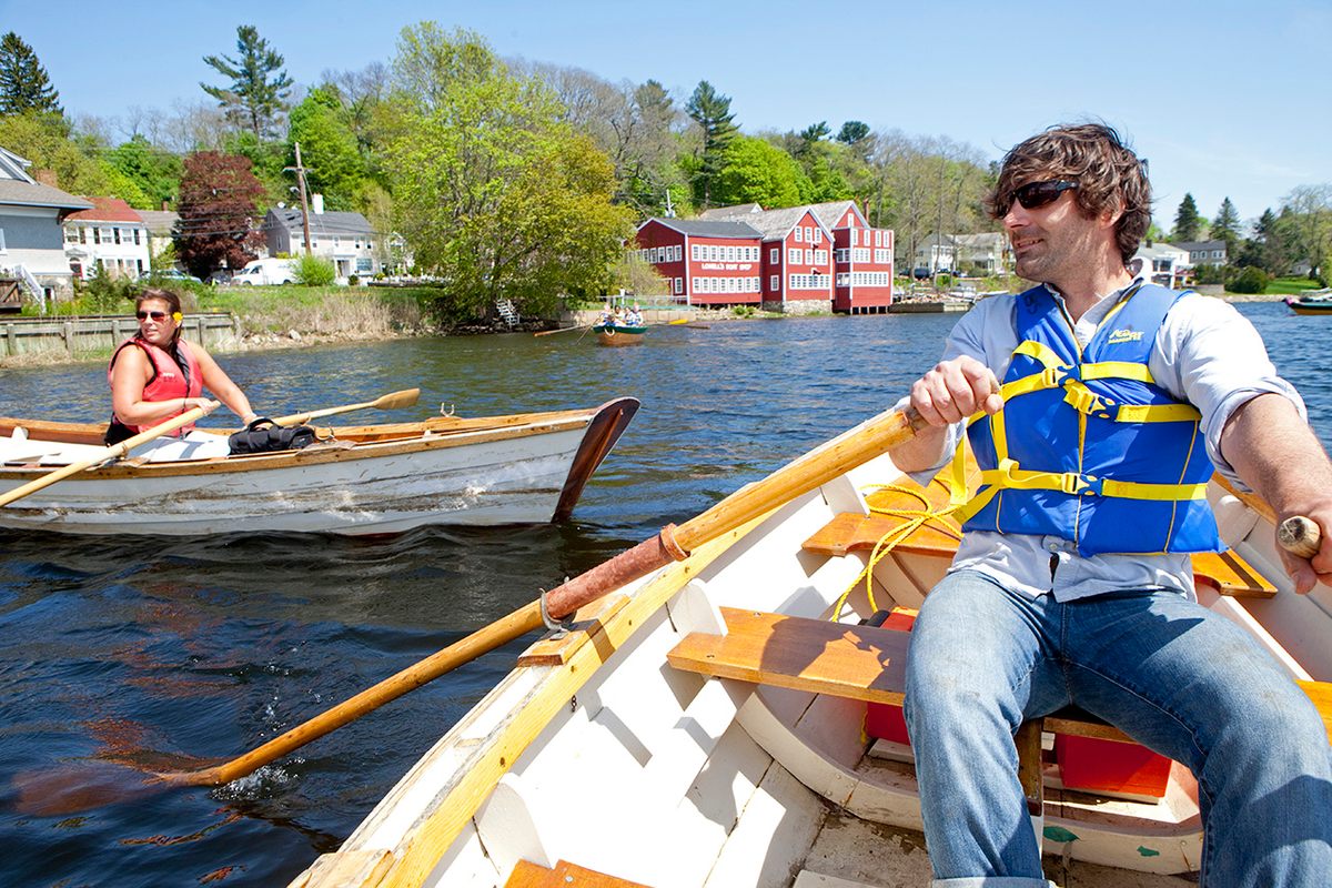 McKay and a visitor make sure a couple of dories are seaworthy.