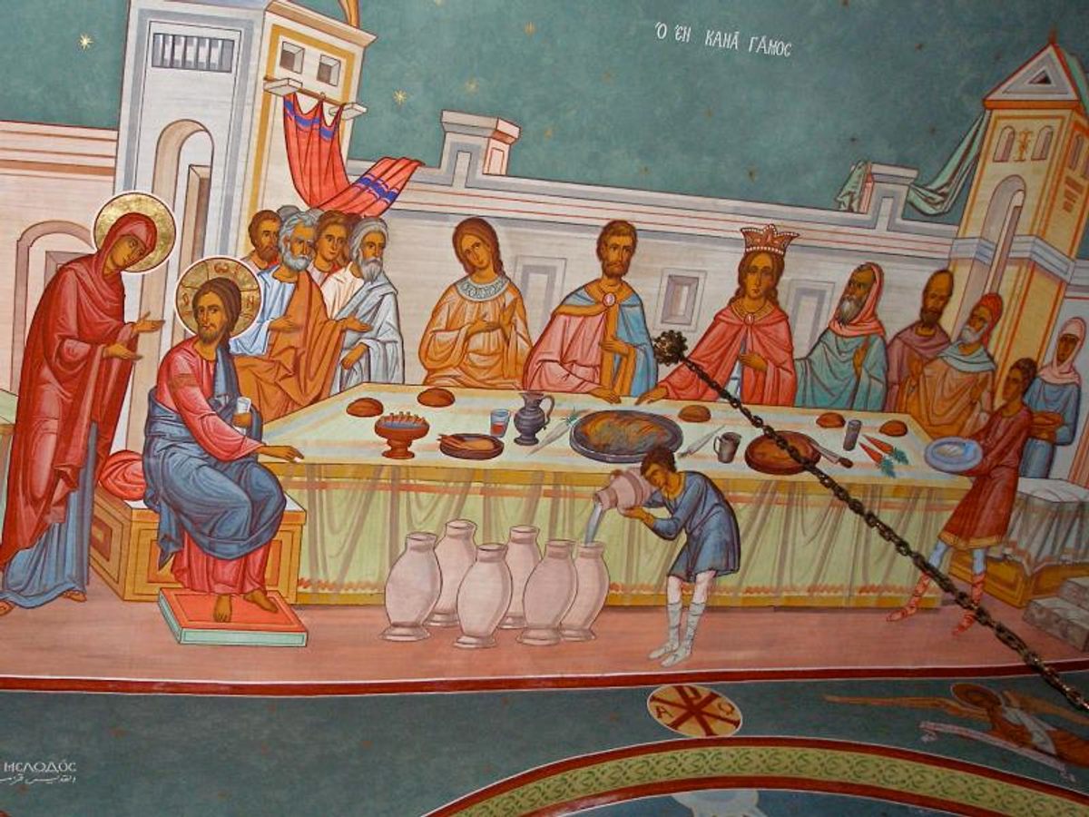 The Marriage at Cana: water into wine, yes; bananas, no.