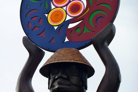 The colorful salmon disc.