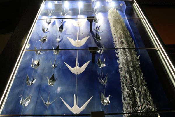 Paper cranes at Orizuru Wall