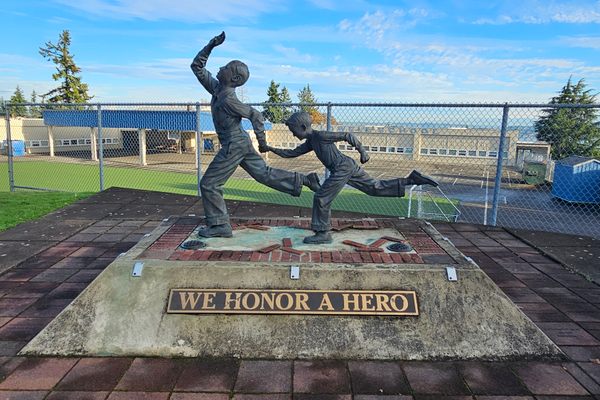 The 'We Honor a Hero' memorial in Tacoma, Washington