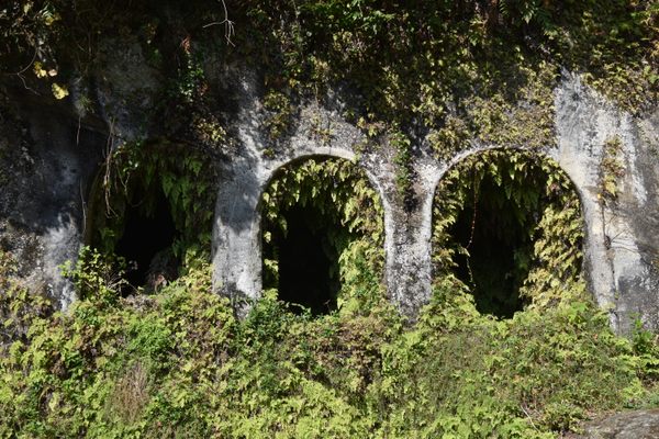 The grottoes, possibly once used as storerooms.