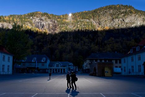 Rjukan illuminated