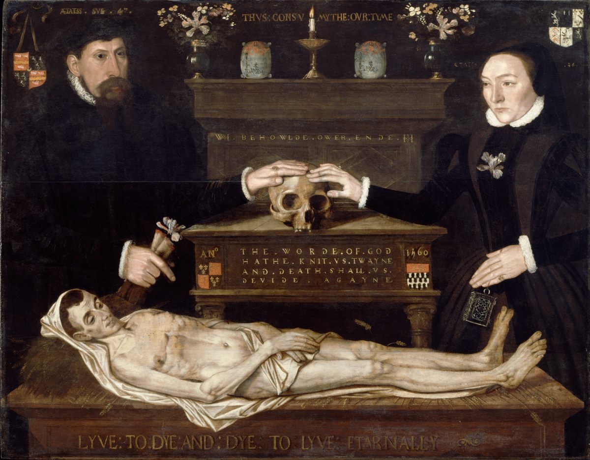 "The Judde Memorial" marriage portrait also features the "Lyve to Dye, Dye to Lyve" message.