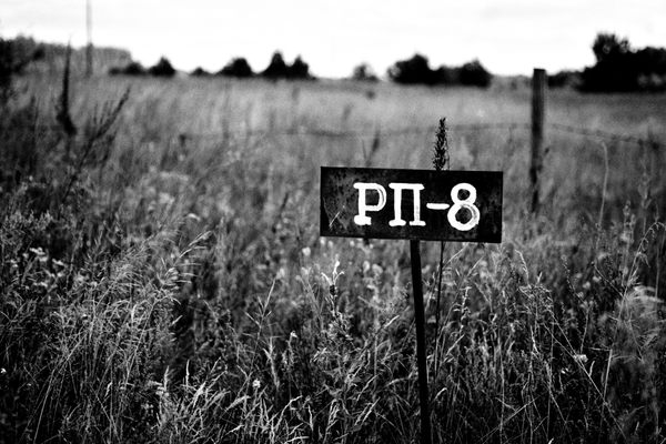 Alice Miceli, Chernobyl Exclusion Zone, PTT-8 Sign, Highly Contaminated Ground, Belarus,  2008