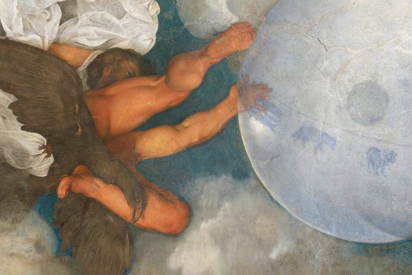 木星骑鹰卡拉瓦乔的绘画的一个细节。