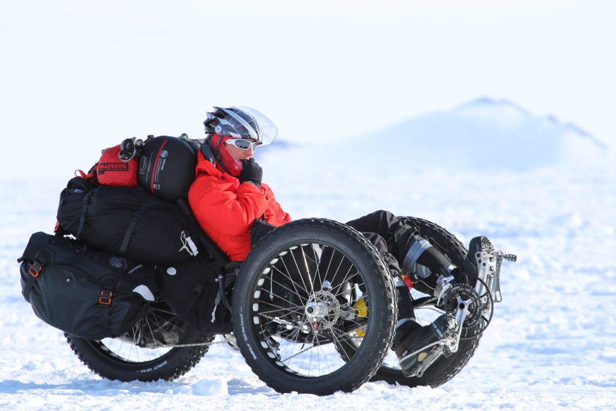 In 2013, Maria Leijerstam became the first person to cycle to the South Pole, using a specially constructed three-wheeled vehicle.