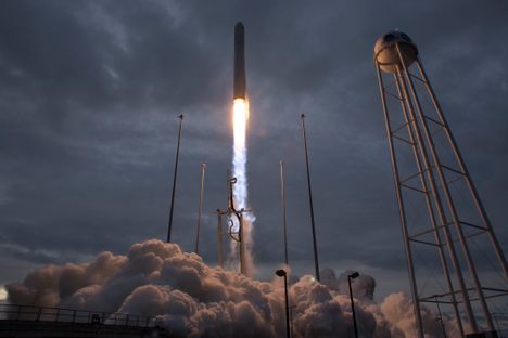 A Cygnus rocket similar to this one carried an ambitious drink order to the International Space Station this week.