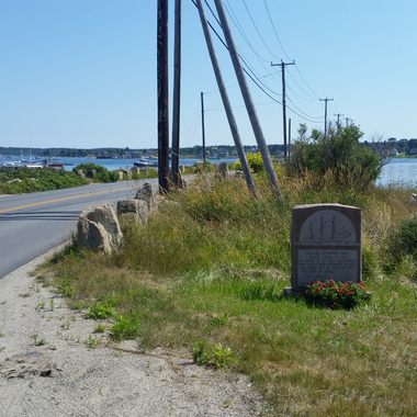 The memorial stone and bridge.