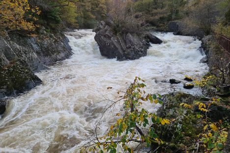 The Falls of Leny tumbling towards you