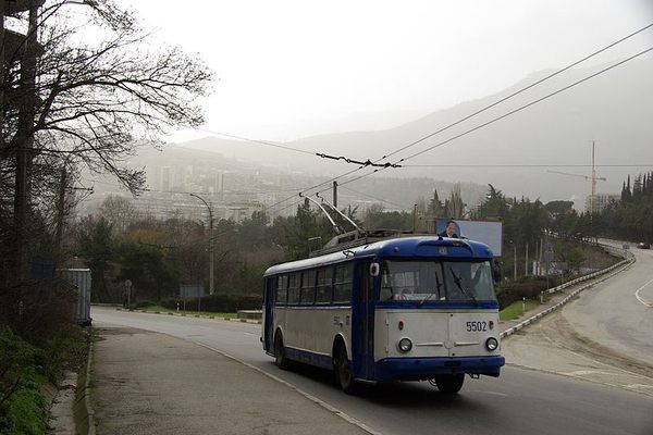 The Crimean trolleybus heading to the sea