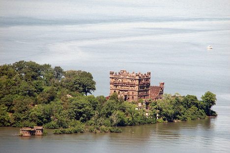 Aerial view of Bannerman's Castle and Pollepel Island 