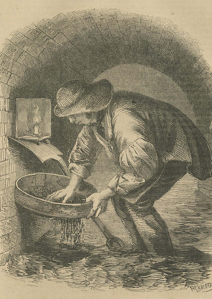 Mayhew claimed to have heard the tale of the sewer swine from one of the "toshers" who sifted through sewer muck for treasure.