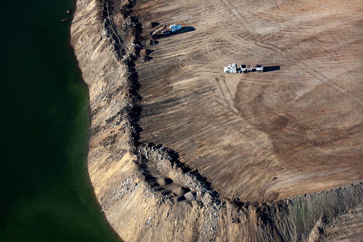 Trucks transport dirt and sediment to rebuild the South Bay’s wetlands.