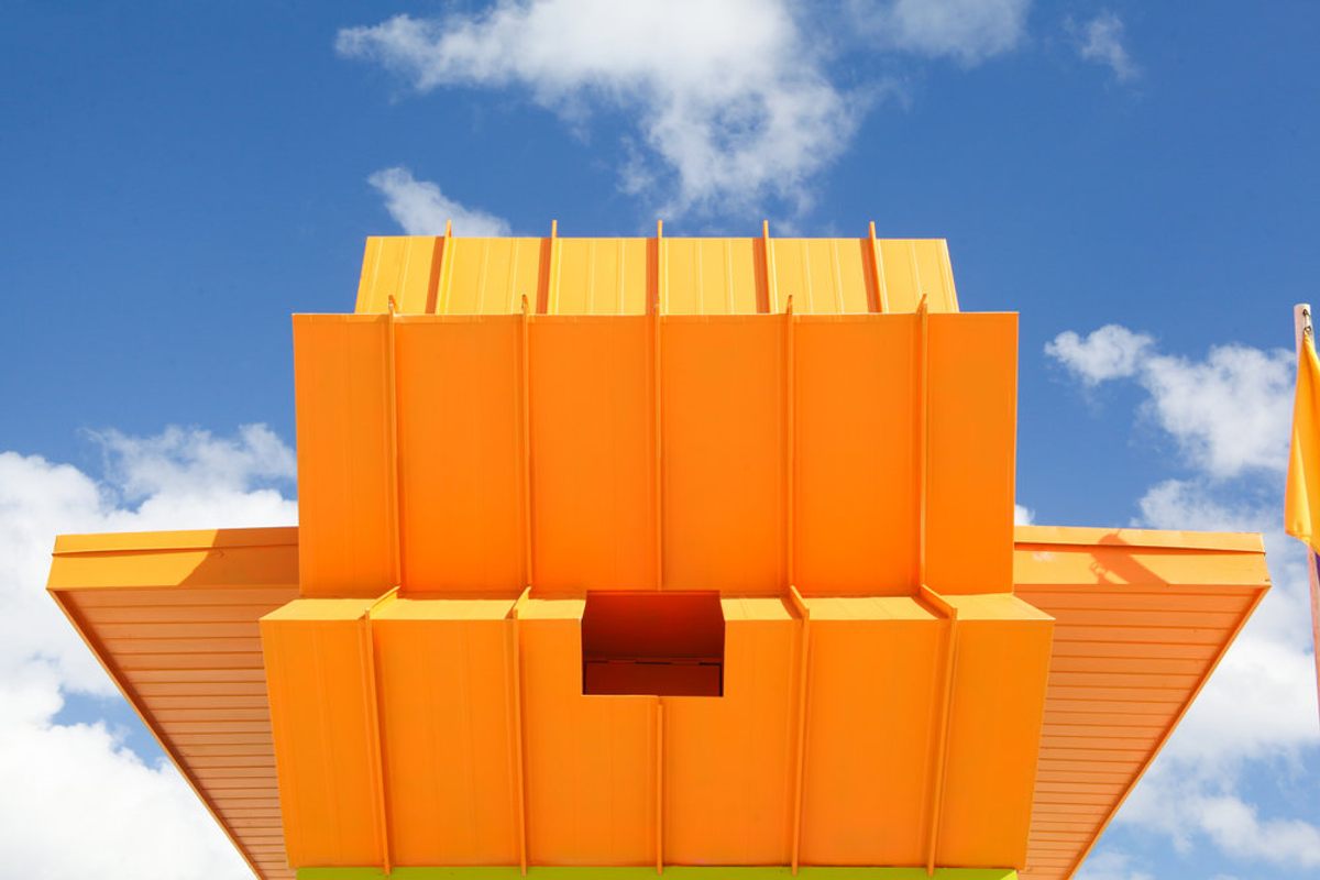 The lifeguard stations don't forfeit safety features in their effort to be eye-catching.