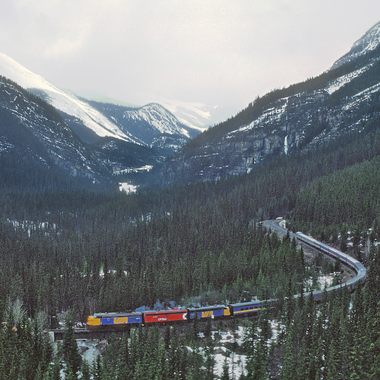 Train passing through the spiral tunnels