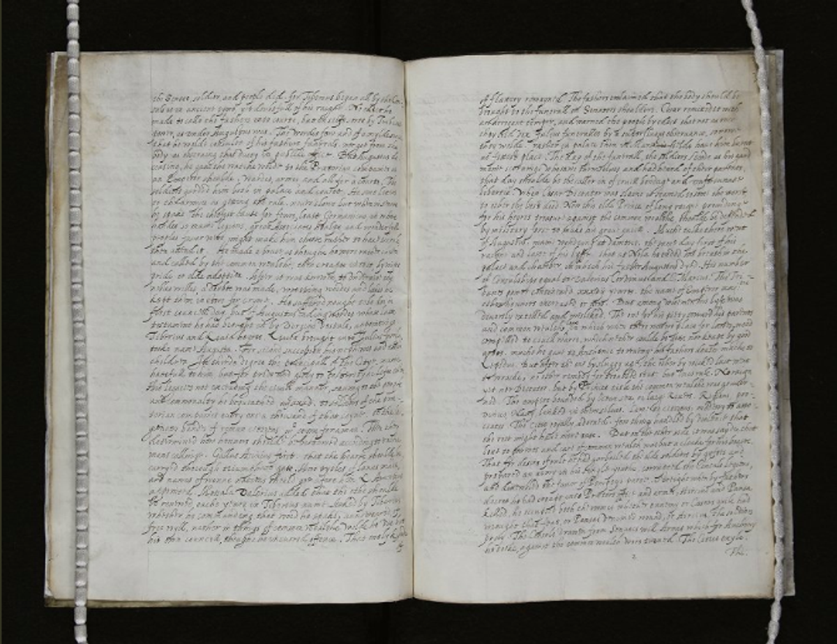 The queen made her corrections in the space between the lines, leaving the manuscript's margins clean.