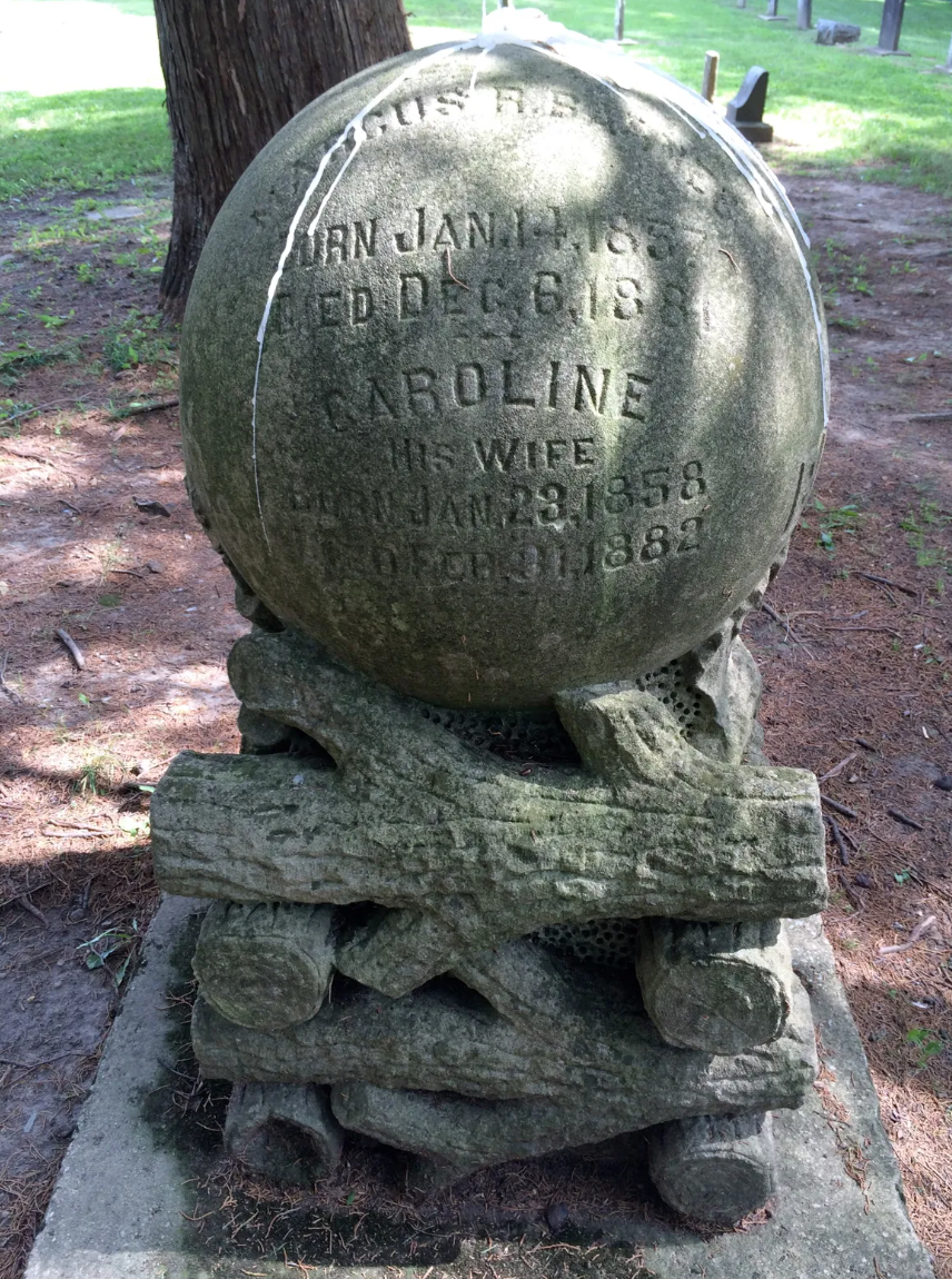While many of the other graves in this cemetery are oriented east to west, Caroline’s faces north and south.