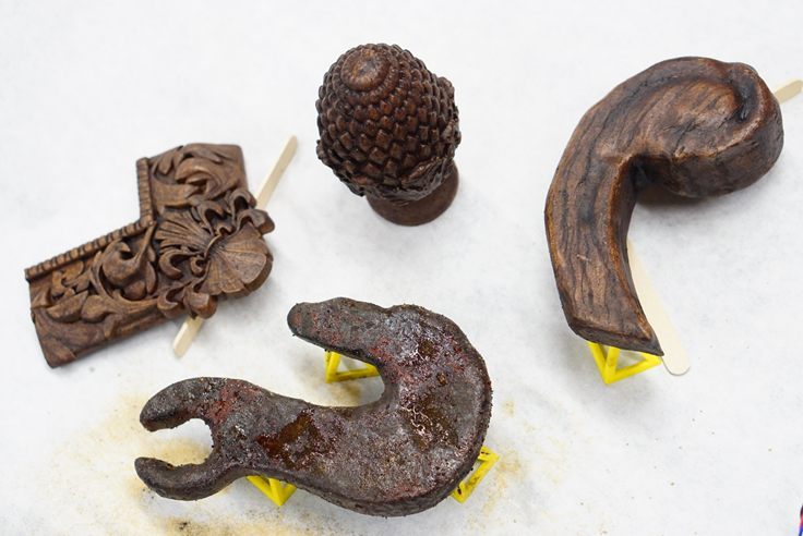 3D-printed replicas of original train parts, created by Tanasi and his collaborators.