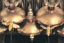 Ornate decorations are part of some of the music boxes.