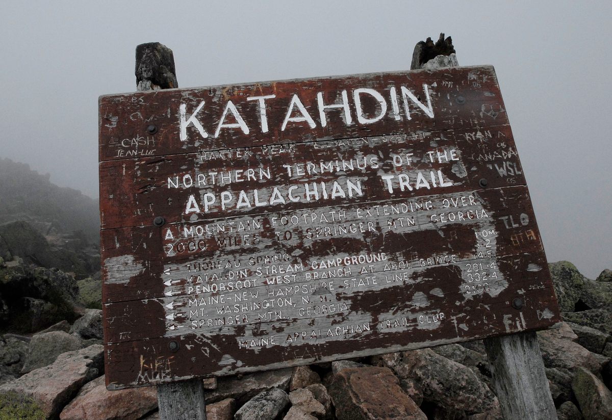 Mt. Katahdin, with an elevation of 5,267 feet, marks the northern terminus of the Appalachian Trail.